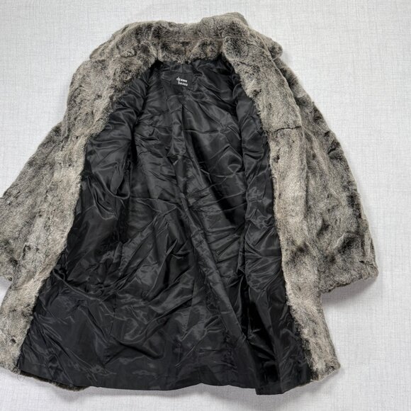 Vintage Dennis Basso Faux Fur Coat Gray Button Front Long Sleeve USA Size S - Picture 3 of 11